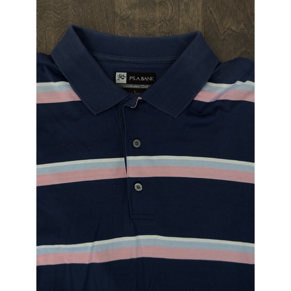 Jos A Bank Lot Of 3 Leadbetter Golf Men's Short Sleeve Polo Shirt Size L Striped - Picture 9 of 16